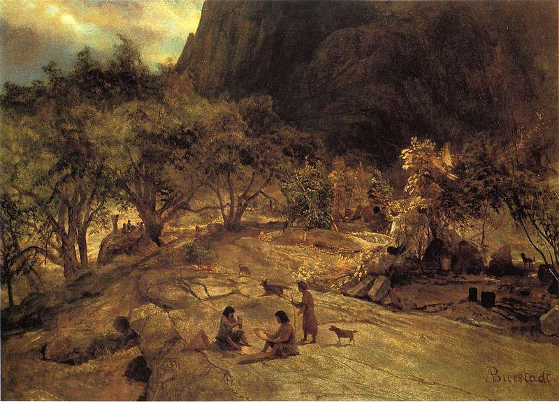 Albert Bierstadt Mariposa Indian Encampment, Yosemite Valley, California France oil painting art